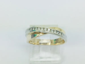10k Yellow & White Gold Round Cut 13pt Channel Set Diamond Ring