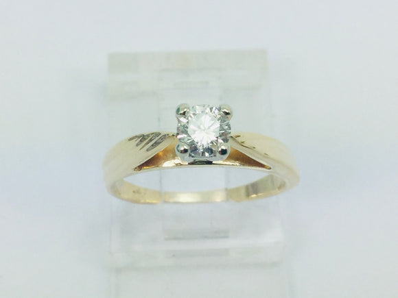 14k Yellow Gold Round Cut 1/4ct (25pt) Diamond Solitaire Ring