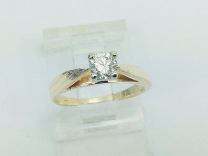 14k Yellow Gold Round Cut 1/4ct (25pt) Diamond Solitaire Ring