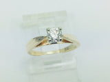 14k Yellow Gold Round Cut 1/4ct (25pt) Diamond Solitaire Ring