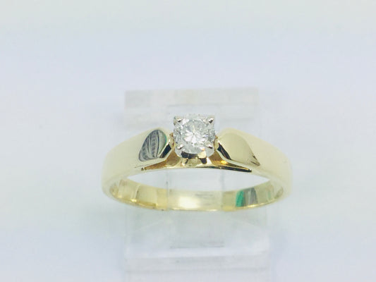 14k Yellow Gold Round Cut 17pt Diamond Solitaire Ring