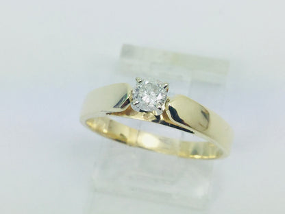 14k Yellow Gold Round Cut 17pt Diamond Solitaire Ring