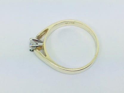 14k Yellow Gold Round Cut 17pt Diamond Solitaire Ring