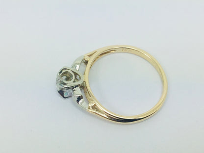 14k Yellow Gold Round Cut 15pt Diamond Solitaire Ring