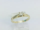 14k Yellow Gold Round Cut 21pt Diamond Solitaire with Accents Ring