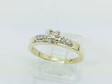14k Yellow Gold Round Cut 17pt Diamond Solitaire with Accents Ring
