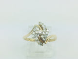 14k Yellow Gold Round Cut 1/3ct (33pt) Diamond Cluster Ring