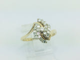 14k Yellow Gold Round Cut 1/3ct (33pt) Diamond Cluster Ring