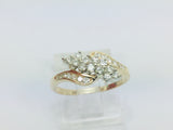 14k Yellow & White Gold Round Cut 50pt Diamond Cluster Ring