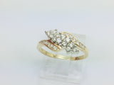14k Yellow & White Gold Round Cut 50pt Diamond Cluster Ring