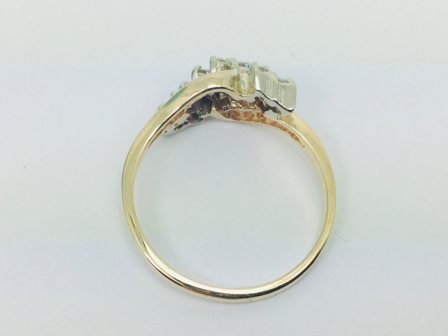 14k Yellow & White Gold Round Cut 50pt Diamond Cluster Ring