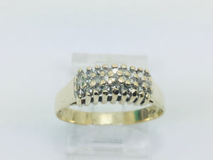 10k Yellow Gold Round Cut 27pt Diamond Cluster Row Set Ring