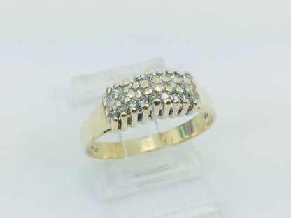 10k Yellow Gold Round Cut 27pt Diamond Cluster Row Set Ring