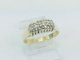 10k Yellow Gold Round Cut 27pt Diamond Cluster Row Set Ring