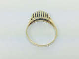 10k Yellow Gold Round Cut 27pt Diamond Cluster Row Set Ring