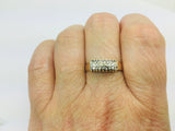 10k Yellow Gold Round Cut 27pt Diamond Cluster Row Set Ring