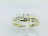 10k Yellow Gold Round Cut 7.5pt Diamond Solitaire with Accents Ring