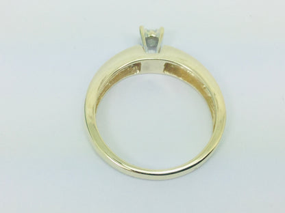 10k Yellow Gold Round Cut 7.5pt Diamond Solitaire with Accents Ring