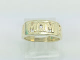 10k Yellow Gold 'Mom' Heart Love Ring