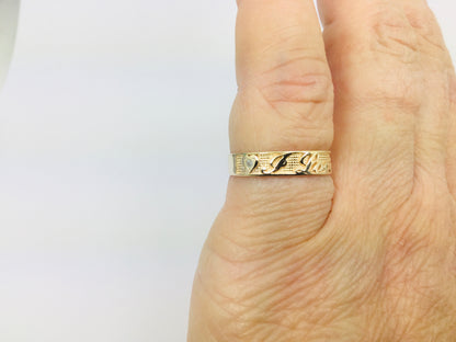 10k Yellow Gold 'I Love You' Heart and Diamond Ring