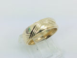10k Yellow Gold Geometric Lines Pattern Band Ring