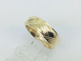 10k Yellow Gold Geometric Lines Pattern Band Ring