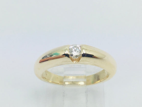 14k Yellow Gold Round Cut 16pt Diamond Solitaire Band Ring