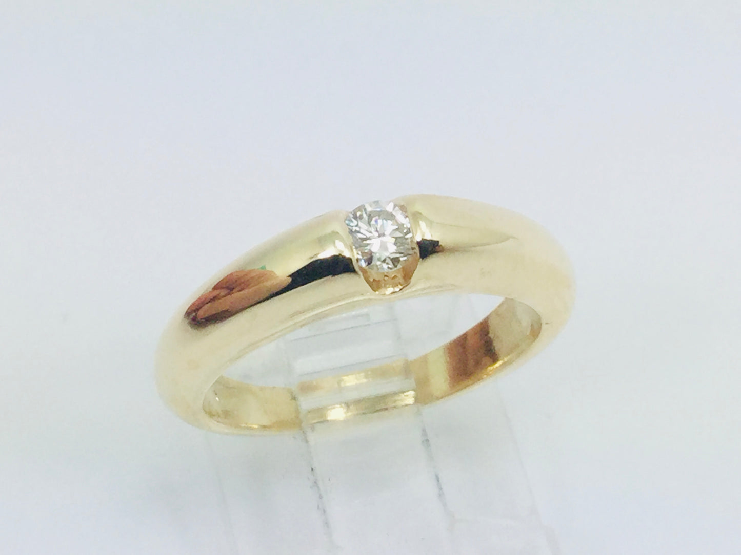 14k Yellow Gold Round Cut 16pt Diamond Solitaire Band Ring