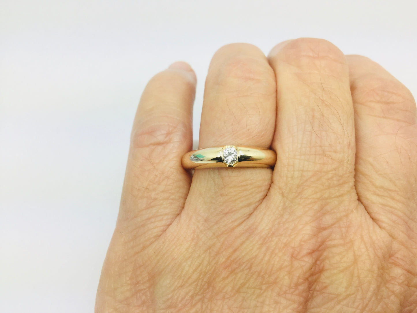 14k Yellow Gold Round Cut 16pt Diamond Solitaire Band Ring