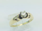 14k Yellow Gold Round Cut 32pt Diamond Solitaire with Accents Ring