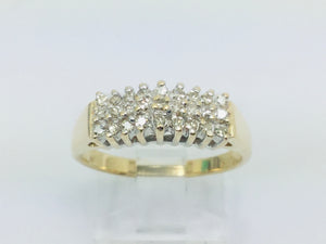 14k Yellow Gold Round Cut 27pt Diamond Cluster Row Set Ring