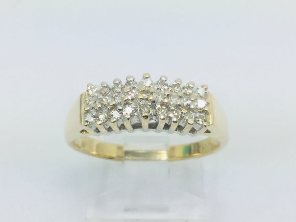 14k Yellow Gold Round Cut 27pt Diamond Cluster Row Set Ring