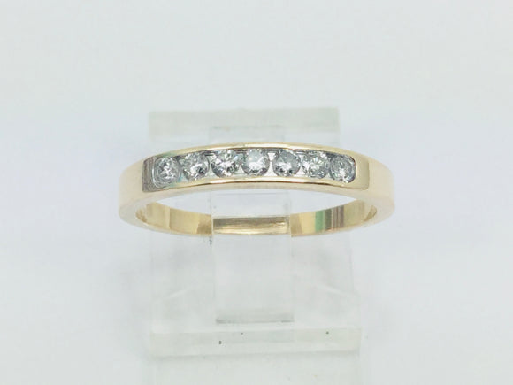 14k Yellow Gold Round Cut 21pt Diamond Channel Set Ring