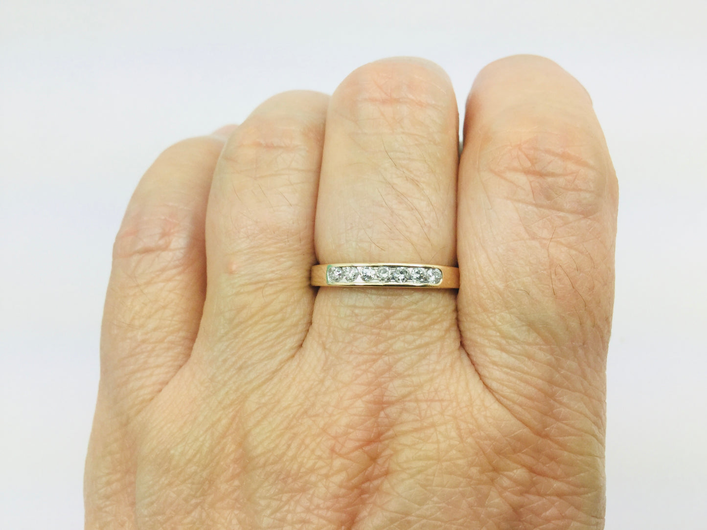 14k Yellow Gold Round Cut 21pt Diamond Channel Set Ring