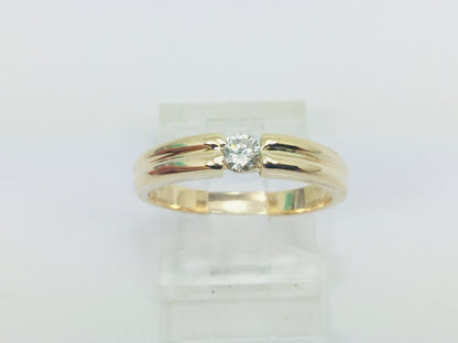 14k Yellow Gold Round Cut 16pt Diamond Solitaire Band Ring
