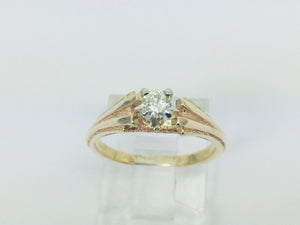 14k Yellow Gold Round Cut 16pt Diamond Solitaire Ring