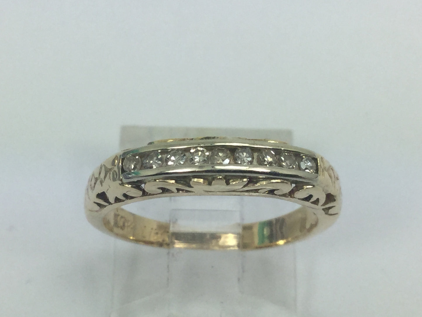 10k Yellow Gold Round Cut 18pt Channel Set Diamond Ring