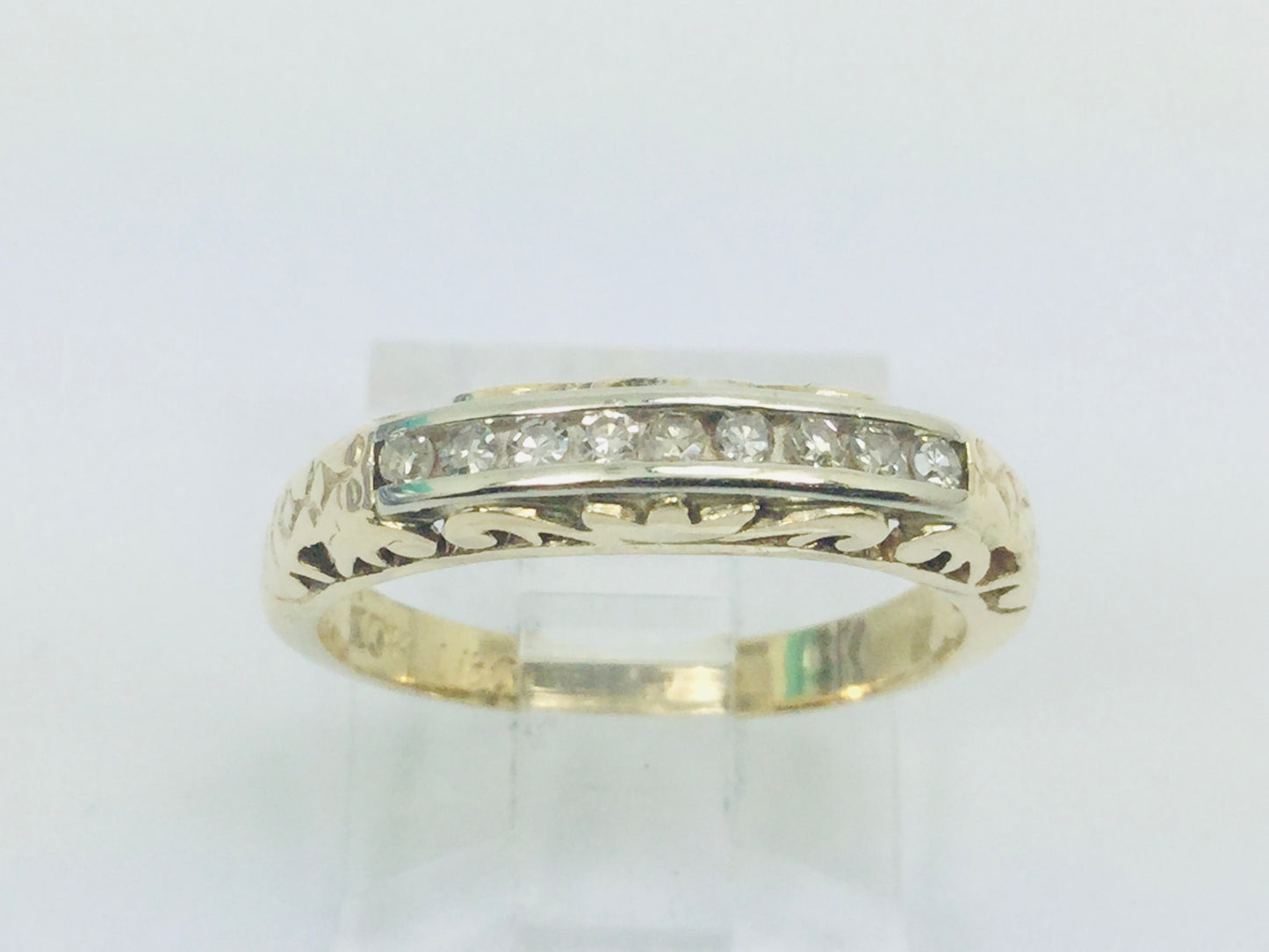 10k Yellow Gold Round Cut 18pt Channel Set Diamond Ring