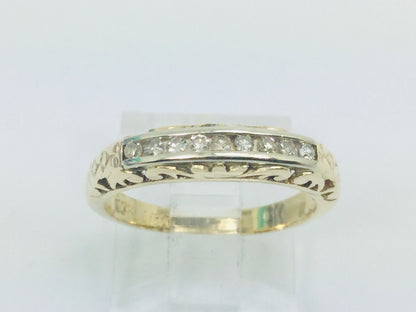 10k Yellow Gold Round Cut 18pt Channel Set Diamond Ring