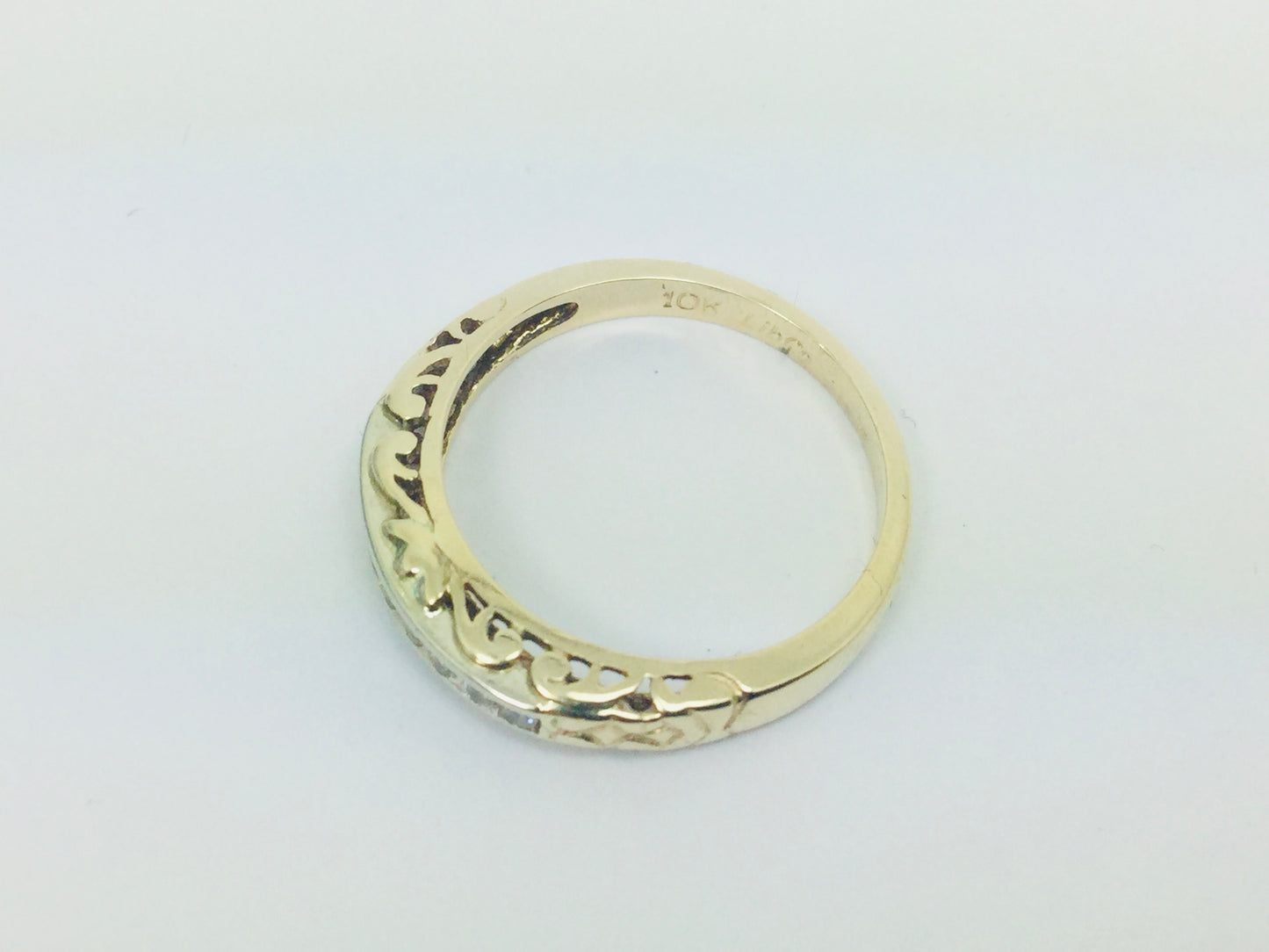10k Yellow Gold Round Cut 18pt Channel Set Diamond Ring