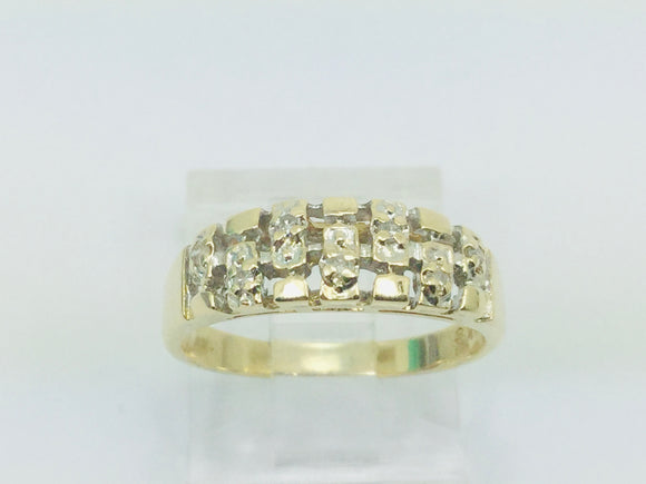 14k Yellow Gold Round Cut 7pt Diamond Abstract Ring