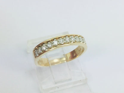 14k Yellow Gold Round Cut 22pt Diamond Row Set Ring
