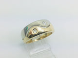 10k Yellow and White Gold Round Cut 10pt Diamond Band Ring