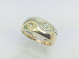 10k Yellow and White Gold Round Cut 10pt Diamond Band Ring