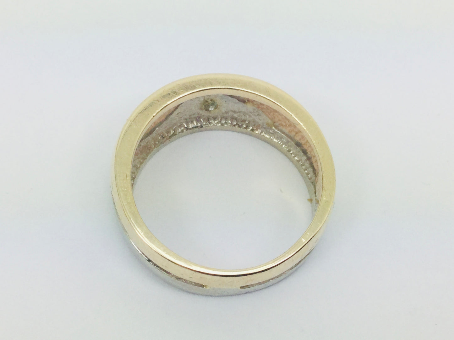 10k Yellow and White Gold Round Cut 10pt Diamond Band Ring