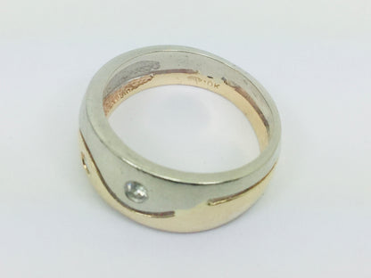 10k Yellow and White Gold Round Cut 10pt Diamond Band Ring