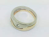 10k Yellow and White Gold Round Cut 10pt Diamond Band Ring