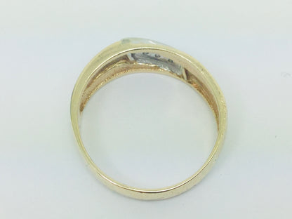 10k Yellow and White Gold Round Cut 5pt Diamond Row Set Band Ring