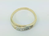 10k Yellow and White Gold Round Cut 5pt Diamond Row Set Band Ring