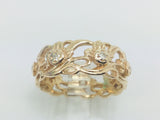 14k Yellow Gold Round Cut 7pt Diamond Flower Band Ring